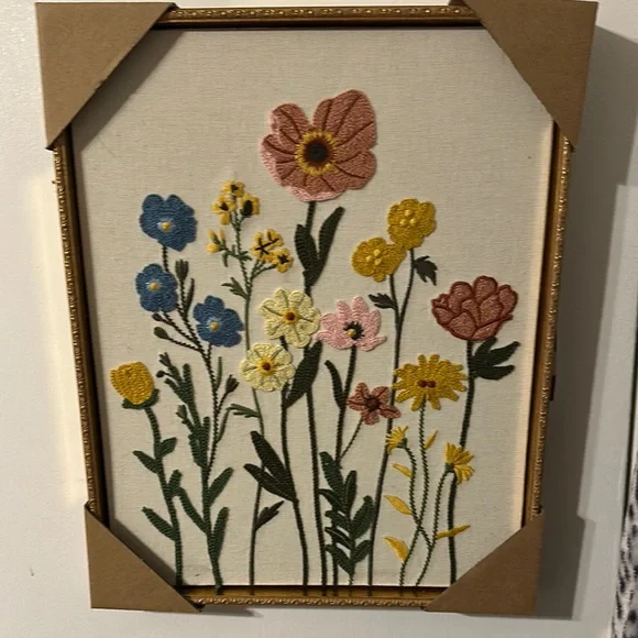 Floral Embroidered Wall Art - Picture 1 of 3